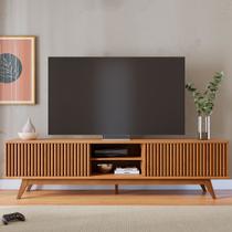 Rack para TV 75 Polegadas Fortaleza 4 Portas 1 Prateleira Ripado Freijó - Colibri