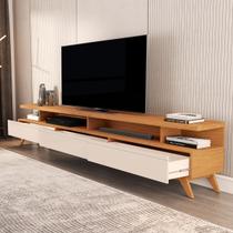 Rack para TV 86 Polegadas Vivare 3 Gavetas Nature/Off White - Giga Móveis