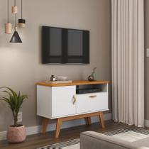Rack para TV até 32 compacto moderno para apartamento hall com pés de madeira e puxadores de couro Sirius 0.9 Rack para TV até 32 compacto moderno para apartamento hall com pés de madeira e puxadores de couro Sirius 0.9