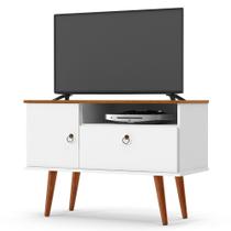 Rack para TV até 32 Polegadas 2 Portas Branco/Cumaru Yan Patrimar Rack para TV até 32 Polegadas 2 Portas Branco/Cumaru Yan Patrimar