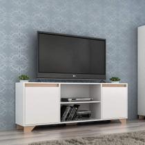 Rack para TV até 42 Polegadas 135cm 2 Portas 3 Prateleiras Benevello Branco Rack para TV até 42 Polegadas 135cm 2 Portas 3 Prateleiras Benevello Branco