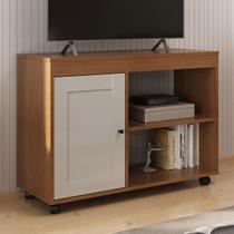 Rack para TV Até 42 Polegadas Rio 1 Porta Cinamomo/Off White - Pnr Móveis Rack para TV Até 42 Polegadas Rio 1 Porta Cinamomo/Off White - Pnr Móveis