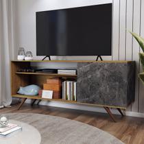 Rack para TV Até 42 Polegadas Seleto 1 Porta Amêndoa/Mármore Lunar - Panorama Móveis Rack para TV Até 42 Polegadas Seleto 1 Porta Amêndoa/Mármore Lunar - Panorama Móveis
