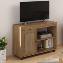 Rack para TV até 49 Polegadas MDF 91cm Rodizios Sampa Marrom Carvalho Rack para TV até 49 Polegadas MDF 91cm Rodizios Sampa Marrom Carvalho