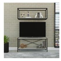 Rack para TV até 50 Polegadas 1 Nicho Aéreo Estilo Industrial Active Yescasa Branco Snow Rack para TV até 50 Polegadas 1 Nicho Aéreo Estilo Industrial Active Yescasa Branco Snow