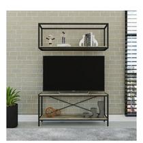 Rack para TV até 50 Polegadas 1 Nicho Aéreo Estilo Industrial Active Yescasa Marrom Carvalho Rack para TV até 50 Polegadas 1 Nicho Aéreo Estilo Industrial Active Yescasa Marrom Carvalho
