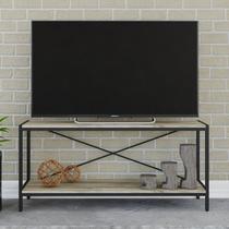 Rack para TV até 50 Polegadas 120cm 2 Prateleiras Industrial Active YesCasa Marrom Carvalho Rack para TV até 50 Polegadas 120cm 2 Prateleiras Industrial Active YesCasa Marrom Carvalho