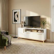 Rack para TV Até 50 Polegadas 2 Portas Hommy Branco/Pinus Claro - Brv