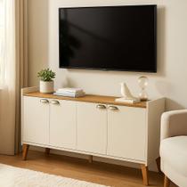 Rack Para Tv Até 50 Polegadas 4 Portas Off White/Cinamomo Rack Para Tv Até 50 Polegadas 4 Portas Off White/Cinamomo