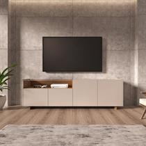 Rack para TV até 50 Polegadas com 4 Portas e Nicho 180cm Fume