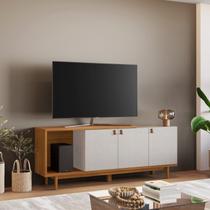 Rack para TV até 50 Polegadas com Pés de Madeira Maciça e Porta Basculante