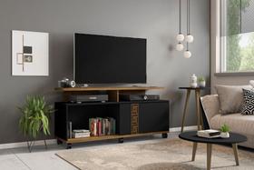 Rack Para TV Até 52" Topázio 1 Porta Madeira Rustica Preto