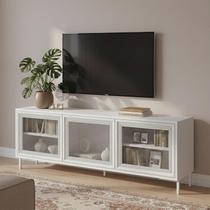 Rack para TV até 55" Bancada 135cm Refresh com 3 Portas de Vidro e 2 Prateleiras Rack para TV até 55" Bancada 135cm Refresh com 3 Portas de Vidro e 2 Prateleiras