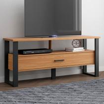 Rack para TV Até 55 Polegadas 1 Gaveta 100% Mdf Freijó/Preto Fosco F41 - Pradel Rack para TV Até 55 Polegadas 1 Gaveta 100% Mdf Freijó/Preto Fosco F41 - Pradel