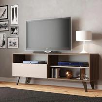 Rack para TV até 55 Polegadas 1 Porta 3 Nichos J Carvalho Detroit Nogueira e Off White Rack para TV até 55 Polegadas 1 Porta 3 Nichos J Carvalho Detroit Nogueira e Off White
