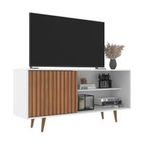 Rack para TV até 55 Polegadas 1 Porta 3 Prateleiras San Diego 136cm Branco/Freijó - J Carvalho