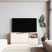 Rack para TV até 55 Polegadas 100% MDF 140cm Modular Bege Off White Rack para TV até 55 Polegadas 100% MDF 140cm Modular Bege Off White