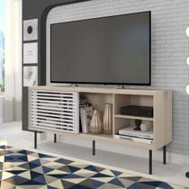 Rack para TV até 55 Polegadas 136cm Industrial em Bp Porta Ripada Multiverso Bege Off White/Branco Rack para TV até 55 Polegadas 136cm Industrial em Bp Porta Ripada Multiverso Bege Off White/Branco