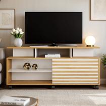 Rack para TV até 55 Polegadas 150cm 1 Porta de Correr Star Marrom Cinamomo/Off White Rack para TV até 55 Polegadas 150cm 1 Porta de Correr Star Marrom Cinamomo/Off White