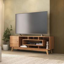 Rack para TV até 55 Polegadas 151,7cm Pés em Madeira Maciça 1 Porta com Nicho Yescasa Marrom Nogal Rack para TV até 55 Polegadas 151,7cm Pés em Madeira Maciça 1 Porta com Nicho Yescasa Marrom Nogal