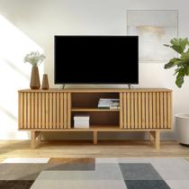 Rack para TV até 55 Polegadas 160cm Pés em Madeira Maciça Magna Porta Ripada CabeCasa MadeiraOriginals Bege Marrom Rack para TV até 55 Polegadas 160cm Pés em Madeira Maciça Magna Porta Ripada CabeCasa MadeiraOriginals Bege Marrom