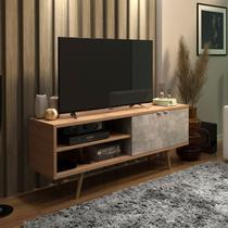 Rack Para TV até 55 Polegadas 2 Portas R1482 Amêndoa/Concreto