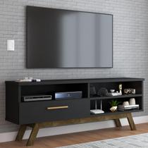 Rack para TV Até 55 Polegadas Bolonha 1 Porta Preto - Panorama Móveis