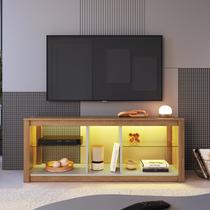 Rack para TV até 55 Polegadas com LED 136cm 2 Prateleiras em Vidro Marrom Mel/Arenas Rack para TV até 55 Polegadas com LED 136cm 2 Prateleiras em Vidro Marrom Mel/Arenas