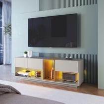 Rack para TV até 55 Polegadas com LED 136cm 3 Gavetas e 1 Nicho Bege Mel/Arenas