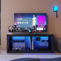 Rack para TV até 55 Polegadas com LED 136cm Gamer com 2 Prateleiras em Vidro