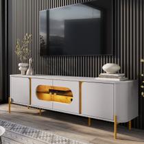 Rack para TV Até 55 Polegadas com LED e Vidro Reflecta 4 Portas com Pés Juquehy Bechara