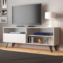 Rack para TV Até 55 Polegadas Detroit 1 Porta 1 Prateleira Branco - Jcarvalho