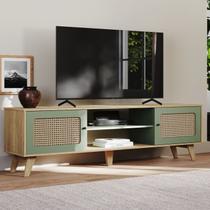 Rack para TV Até 55 Polegadas Erice com 2 Porta e Pés - Carvalho / Menta Rack para TV Até 55 Polegadas Erice com 2 Porta e Pés - Carvalho / Menta