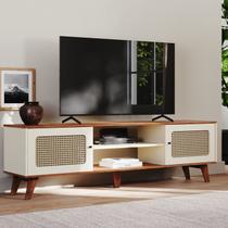 Rack para TV Até 55 Polegadas Erice com 2 Porta e Pés - Pinho / Off White - Babus Rack para TV Até 55 Polegadas Erice com 2 Porta e Pés - Pinho / Off White - Babus
