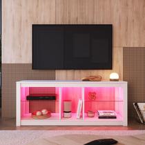 Rack para Tv até 55 Polegadas Estilo Gamer com 2 Prateleiras em Vidro e Iluminação em Led Rgb