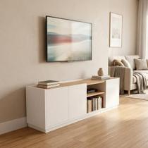 Rack para TV até 55 Polegadas MDF 130cm Home Sala Moderna Branco/Naturale Rack para TV até 55 Polegadas MDF 130cm Home Sala Moderna Branco/Naturale