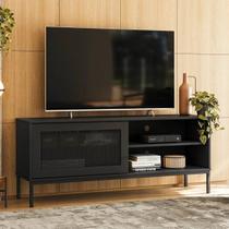 Rack para TV até 55 Polegadas MDF 135cm 1 Porta Buriti Olivar Móveis Preto Rack para TV até 55 Polegadas MDF 135cm 1 Porta Buriti Olivar Móveis Preto