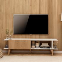 Rack para TV até 55 Polegadas MDF 136cm Pés em Madeira Maciça Sala Nicho
