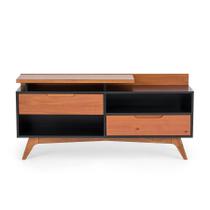 Rack para TV até 55 Polegadas MDF 150cm Pés em Madeira Maciça 2 Gavetas Club