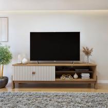 Rack para TV até 55 Polegadas MDF 164,5cm Frisado Ouro Preto Rack para TV até 55 Polegadas MDF 164,5cm Frisado Ouro Preto