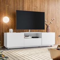 Rack para TV até 55 Polegadas MDF 180cm Rodízios Royal Branco