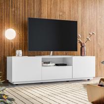 Rack para TV até 55 Polegadas MDF 180cm Rodízios Royal Branco Rack para TV até 55 Polegadas MDF 180cm Rodízios Royal Branco