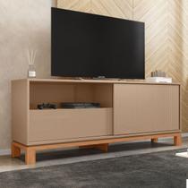 Rack para TV Até 55 Polegadas Mondrian 1 Porta 1 Gaveta Ripado 3d Sued/Freijó - Caemmun