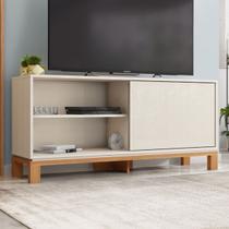 Rack para TV Até 55 Polegadas Mondrian 1 Porta 1 Prateleira Ripado 3d Off White/Freijó - Caemmun Rack para TV Até 55 Polegadas Mondrian 1 Porta 1 Prateleira Ripado 3d Off White/Freijó - Caemmun