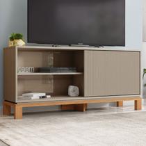 Rack para TV Até 55 Polegadas Mondrian 1 Porta 1 Prateleira Ripado 3d Sued/Freijó - Caemmun