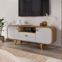 Rack para TV Até 55 Polegadas Noronha 2 Portas 1 Gaveta Cinamomo/Off White - Móveis Bechara