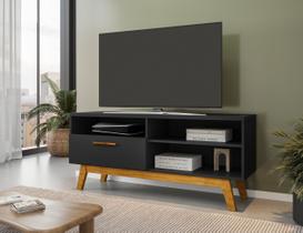 Rack para TV até 55 Polegadas Pés em Madeira Maciça Retrô Paládio