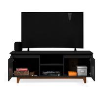 Rack Para Tv Até 55 Polegadas Preto Freijó Flex Luxe Shop Jm