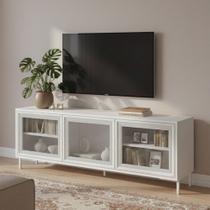Rack para TV Até 55 Polegadas Refresh 3 Portas 2 Prateleiras com Vidro Branco - Brv
