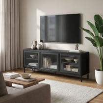 Rack para TV Até 55 Polegadas Refresh 3 Portas 2 Prateleiras com Vidro Preto - Brv